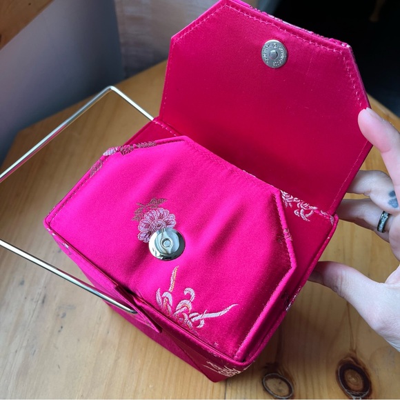 Vintage Valeria Stevens Takeaway Fabric Hot Pink Purse - Picture 9 of 13